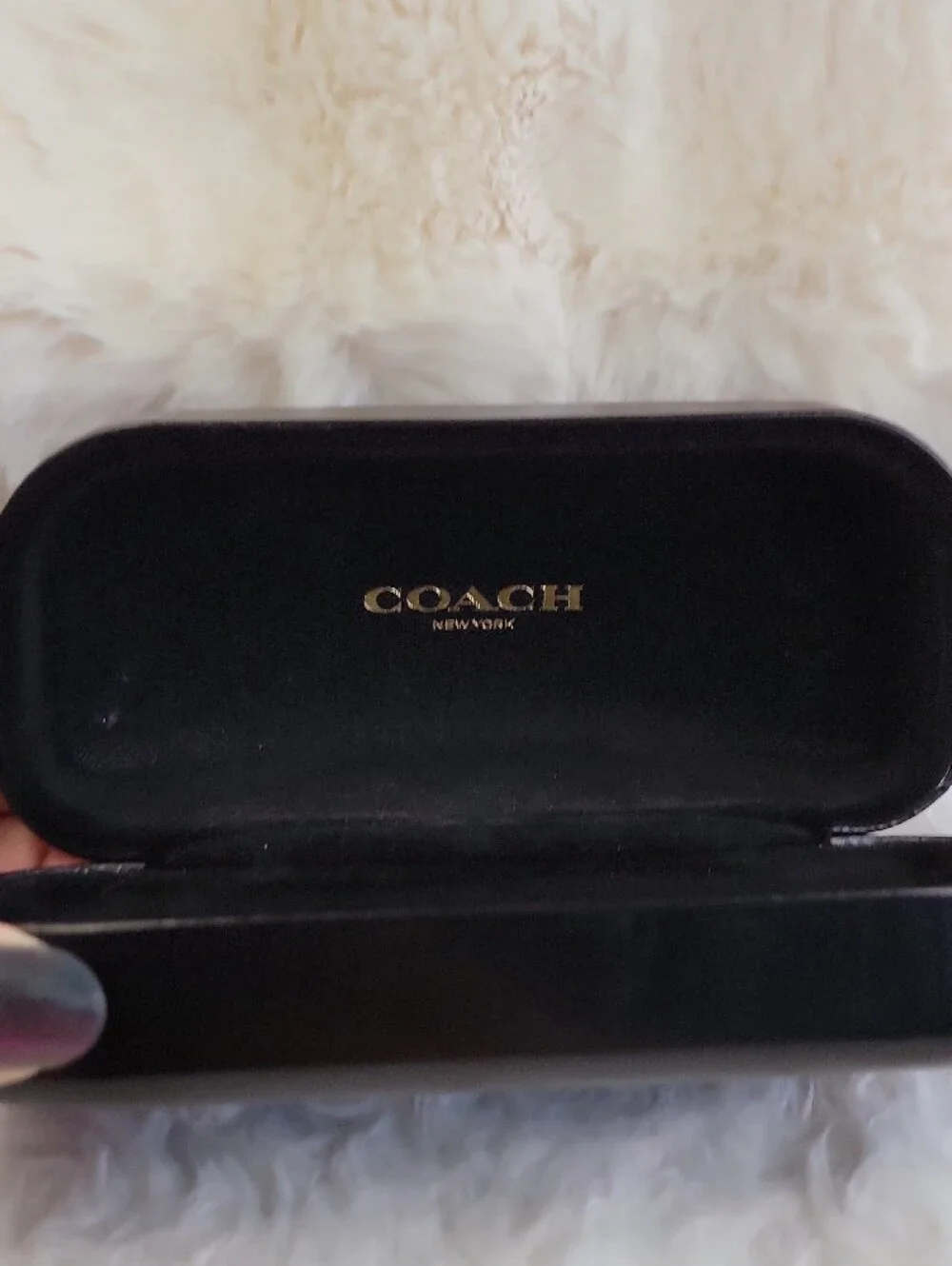 Coach Black Sunglasses Case with Gold Logo